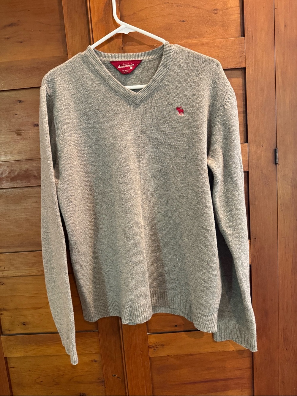 Vintage Abercrombie & Fitch Heather Grey V-Neck Sweater - Size L